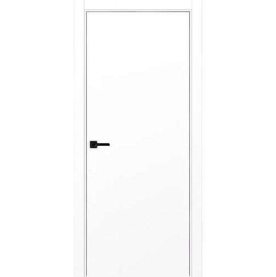 Межкомнатная дверь экошпон Неаполь 1 белый снежный кромка ABS чёрная