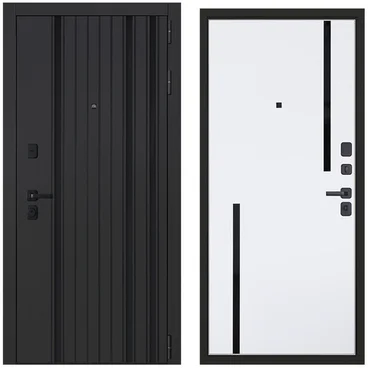 Входная дверь Solana чёрная шагрень с пластиковой вставкой внутри