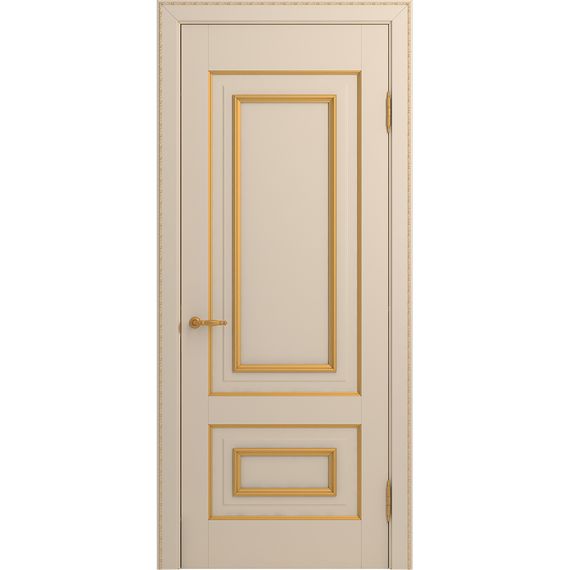 Межкомнатная дверь массив бука Viporte Неаполь ваниль патина золото глухая