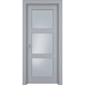 Межкомнатная дверь эмаль Ofram Паспарту 33 RAL 7047 остеклённая