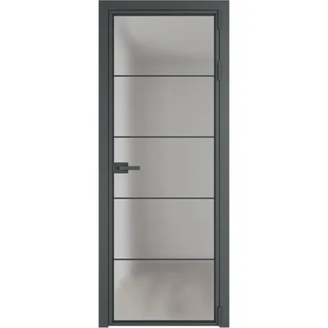 Алюминиевая межкомнатная дверь 5AХ серая ночь остеклённая