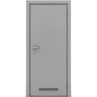Влагостойкая дверь серая с вентиляционной решёткой