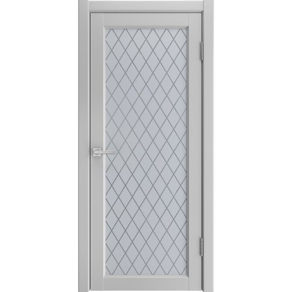 Фото двери экошпон Эмалит 1 светло-серый со стеклом