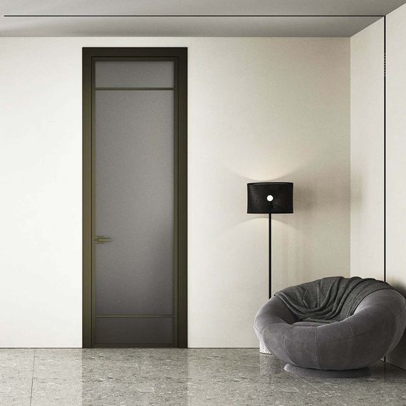 Межкомнатная алюминиевая дверь Loft-S 4 стекло матовое серое