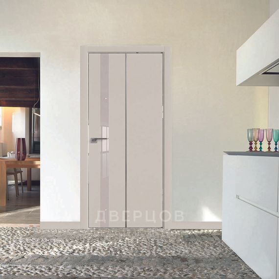 Фото закрытой складной двери compack 6E магнолия сатинат