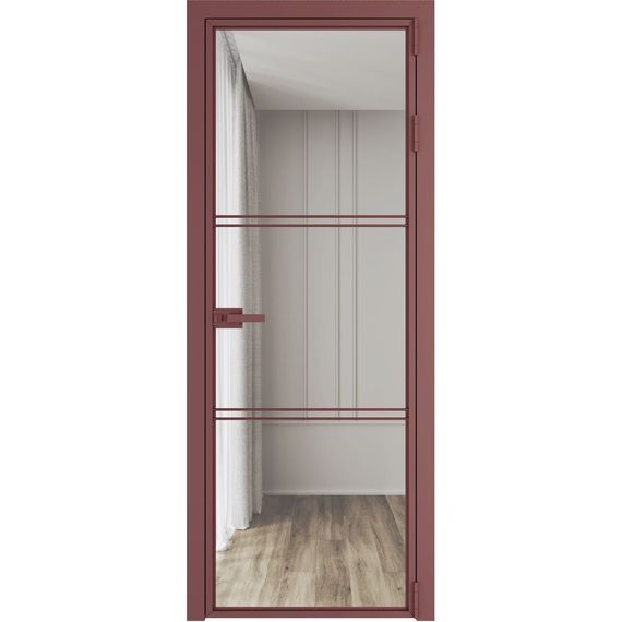 Алюминиевая межкомнатная дверь 3AХ красный антрацит остеклённая