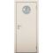 Фото межкомнатной пластиковой влагостойкой двери Poseidon гладкая крем матовый остеклённая с иллюминатором