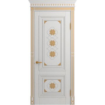 Межкомнатная дверь массив дуба Viporte Монако аворио патина золото глухая