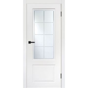 Межкомнатная дверь эмаль Нео 8 белый RAL 9003 остеклённая