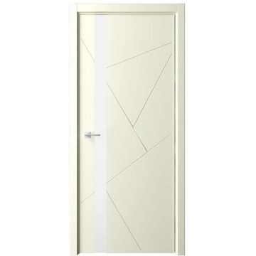 Межкомнатная дверь эмаль Геометрия 6 слоновая кость остеклённая