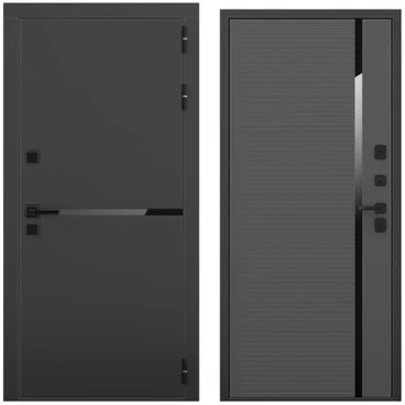 Входная дверь Горизонт чёрный кварц панель пиано