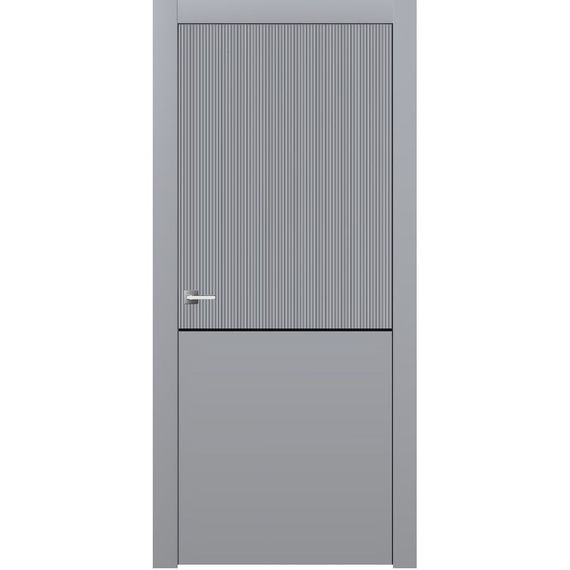 Межкомнатная дверь эмаль Ofram Линнея 7 серая с молдингом глухая