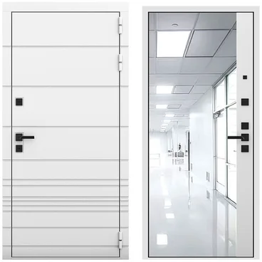 Входная дверь Бионика белый матовый панель зеркало 3D