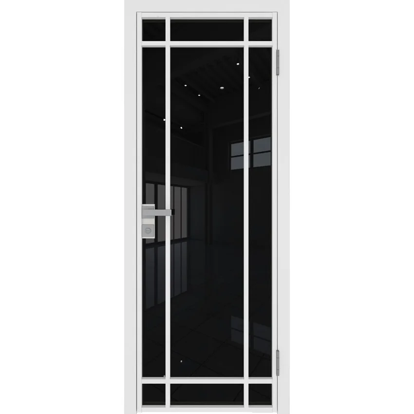 Межкомнатная алюминиевая дверь 5AG белая матовая RAL 9003 остеклённая