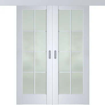 Раздвижная двустворчатая дверь Кобальт 22 магнолия остеклённая