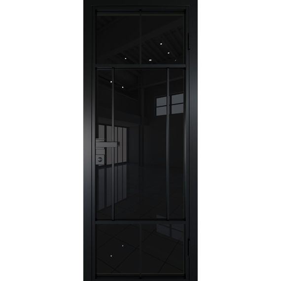 Межкомнатная алюминиевая дверь 10AG чёрная матовая RAL 9005 остеклённая