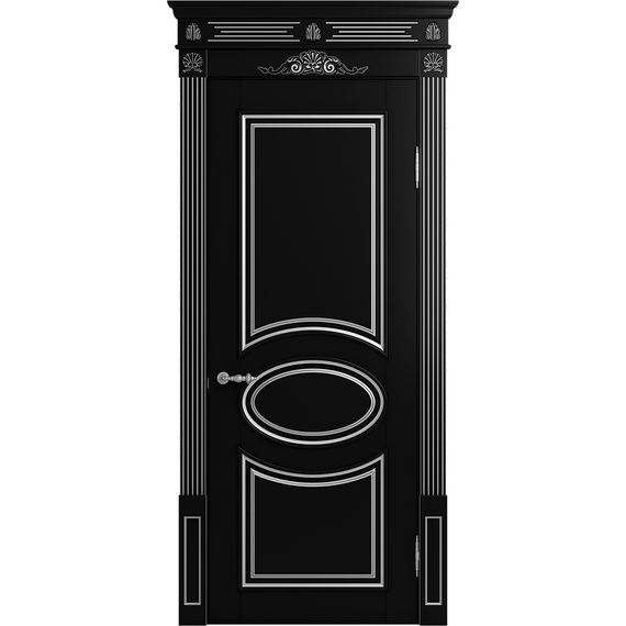 Межкомнатная дверь массив бука Viporte Лацио нуар патина серебро глухая