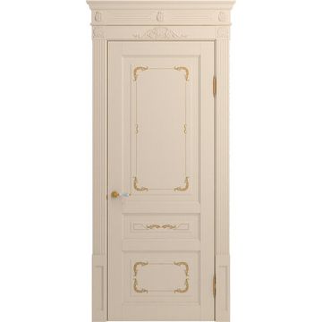 Межкомнатная дверь массив бука Viporte Бергамо Арт ваниль патина золото глухая