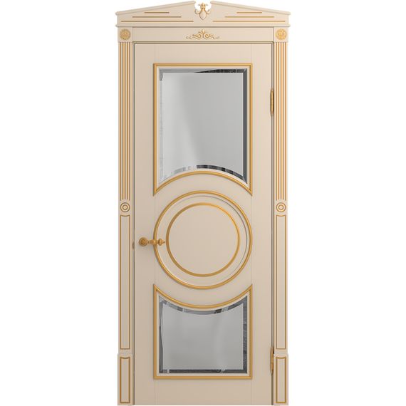 Межкомнатная дверь массив бука Viporte Лацио Амбиенте ваниль патина золото остекление 5