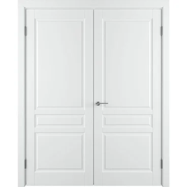 Двухстворчатая распашная дверь Бриз белая эмаль глухая