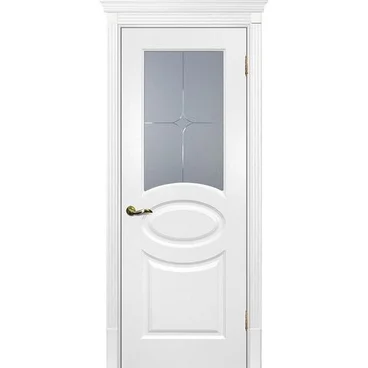 Межкомнатная дверь эмаль Текона Смальта 12 молочная RAL 9010 остеклённая