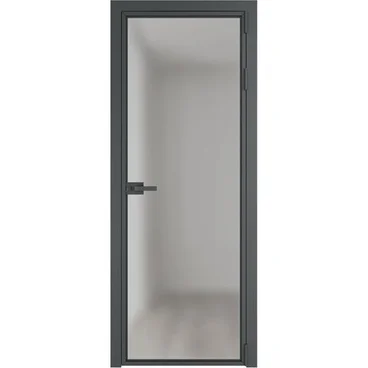 Алюминиевая межкомнатная дверь 1AХ серая ночь остеклённая