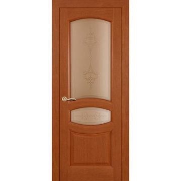 Межкомнатная дверь шпонированная Ситидорс Топаз тёмный анегри остеклённая