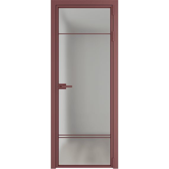 Алюминиевая межкомнатная дверь 4AХ красный антрацит остеклённая
