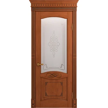 Межкомнатная дверь массив дуба Viporte Венеция Декор табачный патина чёрная остеклённая