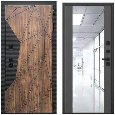 Входная дверь Континент американский орех чёрный кварц панель зеркало Maxi