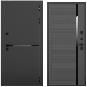 Входная дверь Горизонт чёрный кварц панель пиано