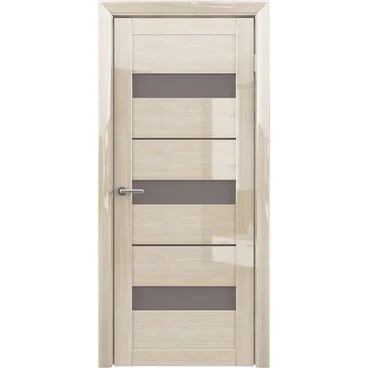 Межкомнатная дверь глянцевая Albero Прага глянец мокко стекло бронзовое