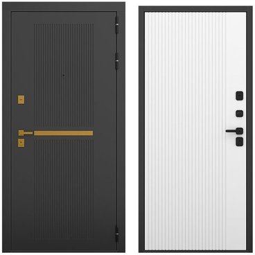 Входная дверь Артдеко чёрный силк панель шторм