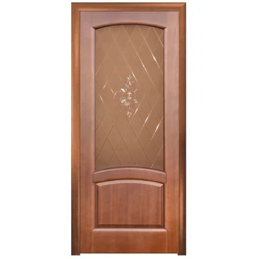 Межкомнатная дверь шпон Соло тёмный анегри остеклённая