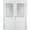 Фото двухстворчатой двери Бриз белая эмаль со стеклом