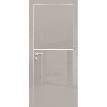 Межкомнатная дверь HGX-4 латте глянец с алюминиевой кромкой
