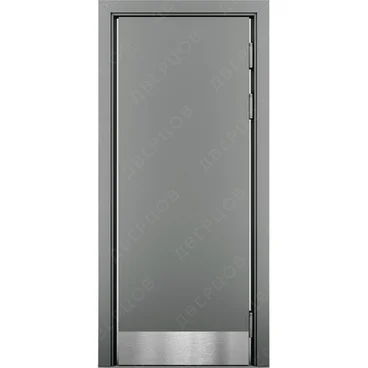 Маятниковая влагостойкая дверь Kapelli серый RAL 7040 с отбойной пластиной