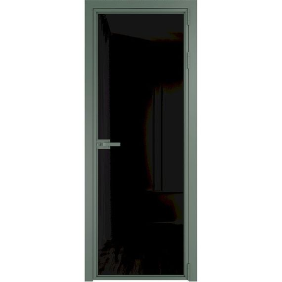 Алюминиевая межкомнатная дверь 1AX зелёный воск остеклённая