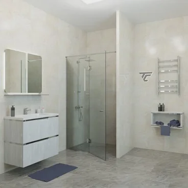 Душевая перегородка в нишу из двух полотен с дверью к стеклу ДС-4