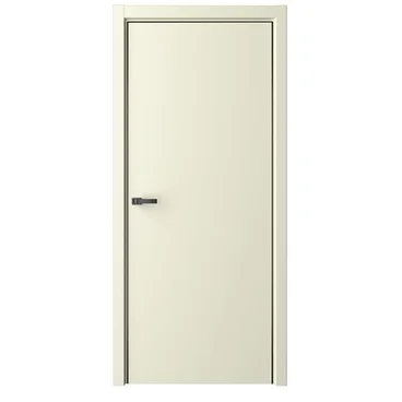 Межкомнатная дверь эмаль Лайн 1 слоновая кость глухая чёрная алюминиевая кромка