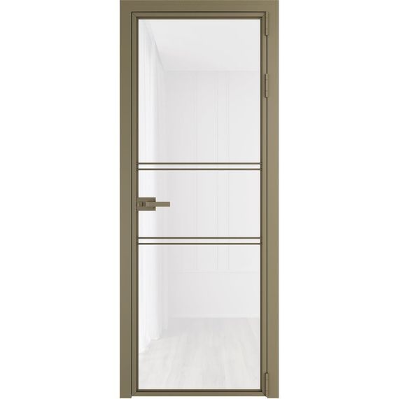 Алюминиевая межкомнатная дверь 2AХ шампань остеклённая