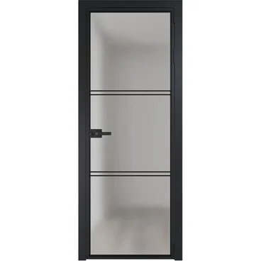 Алюминиевая межкомнатная дверь 3AX чёрная матовая RAL 9005 остеклённая