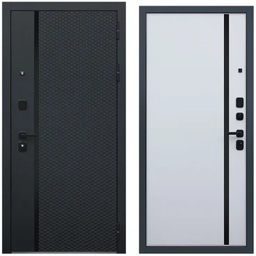 Входная дверь Ньюкасл чёрная со стеклянной вставкой внутри