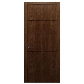 Межкомнатная дверь массив дуба Alvero Флэт-V табачный глухая