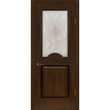 Межкомнатная дверь шпон Париж миланский орех остеклённая