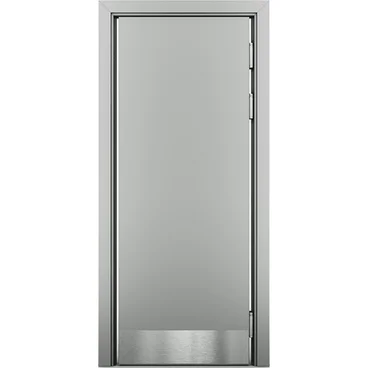 Маятниковая влагостойкая дверь серая RAL 7035 с отбойной пластиной