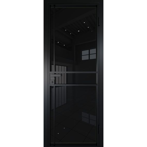 Межкомнатная алюминиевая дверь 9AG чёрная матовая RAL 9005 остеклённая