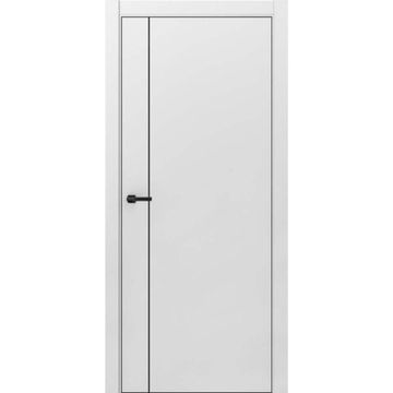 Межкомнатная дверь ПЭТ Silk-5 светло-серая кромка ABS чёрная молдинг