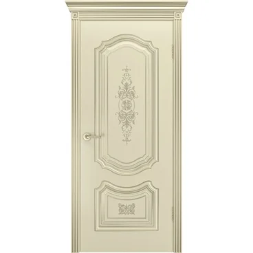 Межкомнатная дверь эмаль Соло R-0 В3 шампань патина белое золото глухая