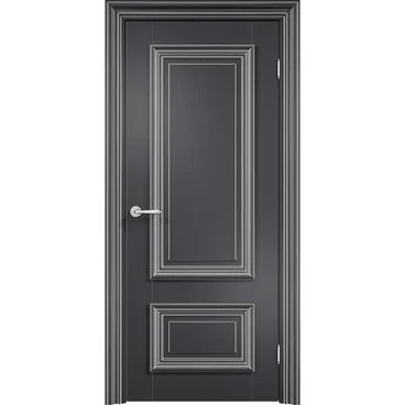 Межкомнатная дверь эмаль Дверцов Беневенто 2 RAL 9004 патина серебро глухая